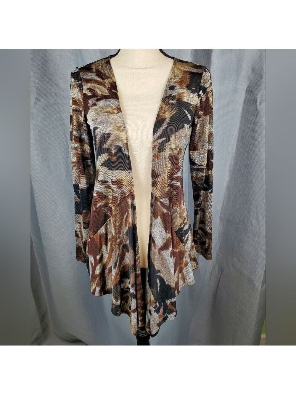 Simonton Says long sleeve open front cardigan, multicolored, size XXS - Picture 2 of 5